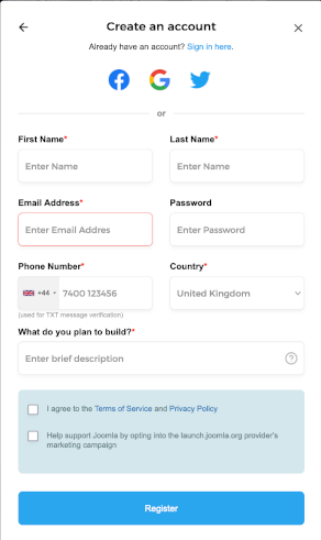 create an account