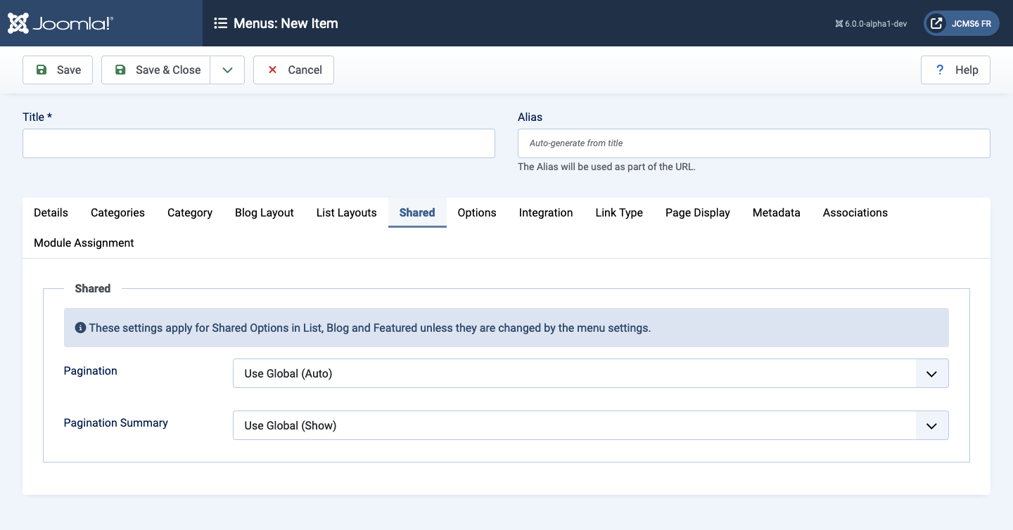 Menu Item Articles List All Categories categories tab