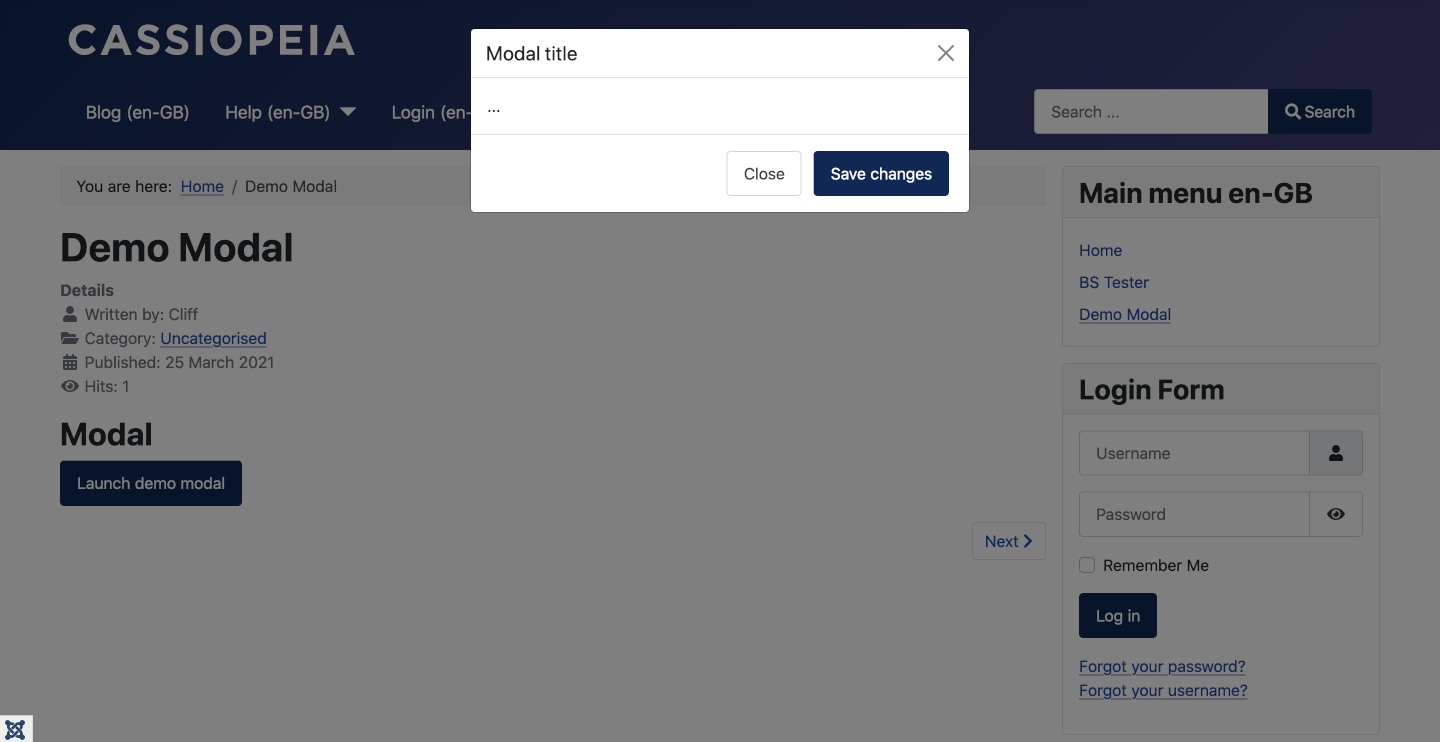 Bootstrap modal module in article