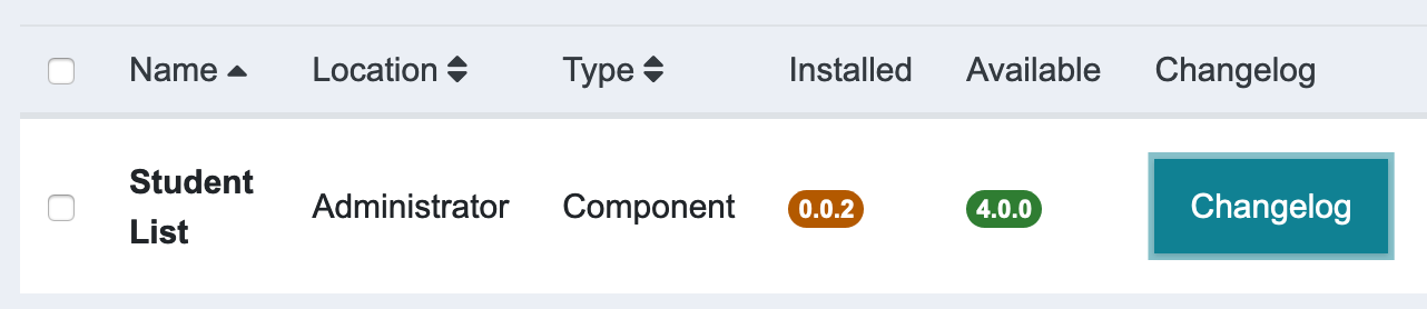 changelog installer view