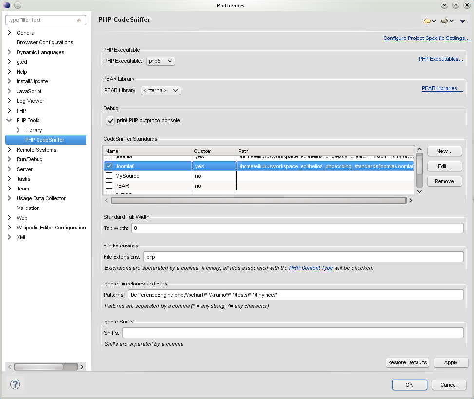 Eclipse PTI settings
