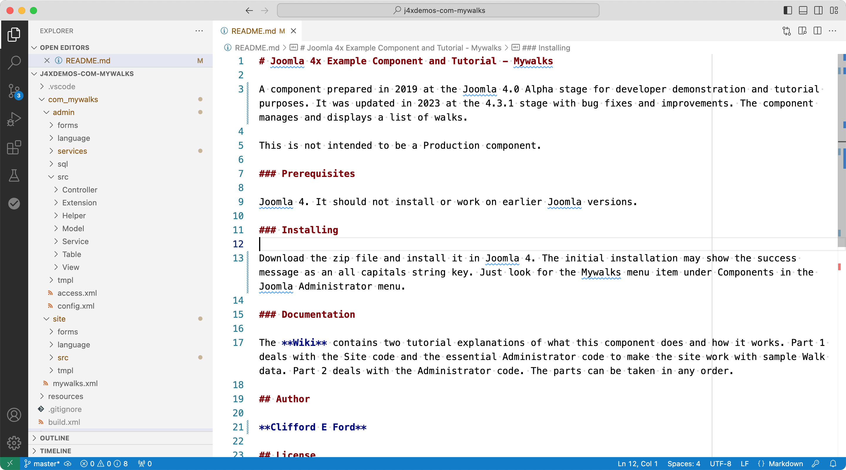 Project folder open in vscodium