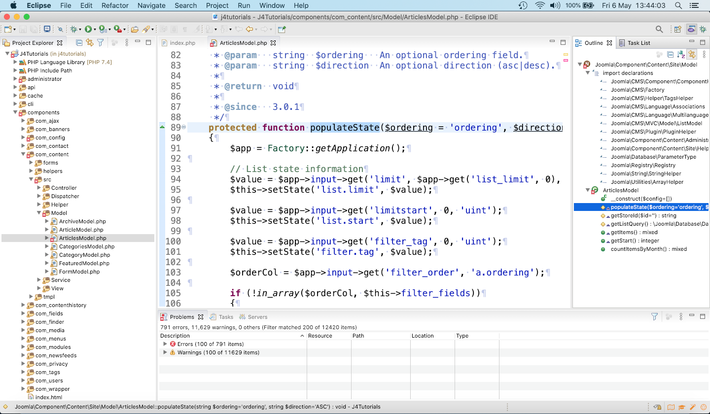 Eclipse php perspective