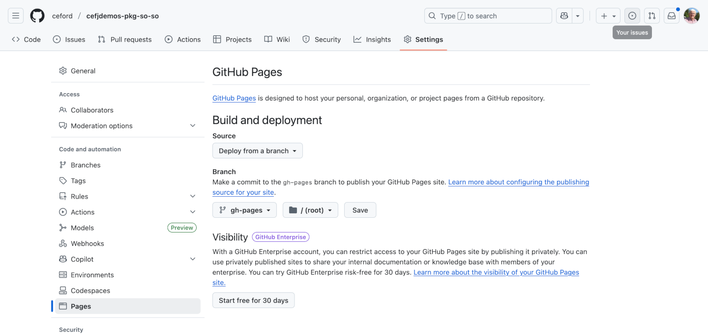 github project page creation