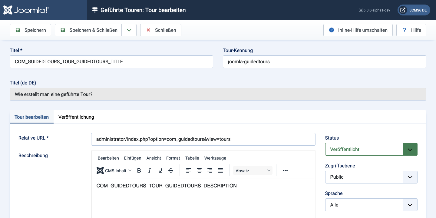 Geführte Touren Tour bearbeiten