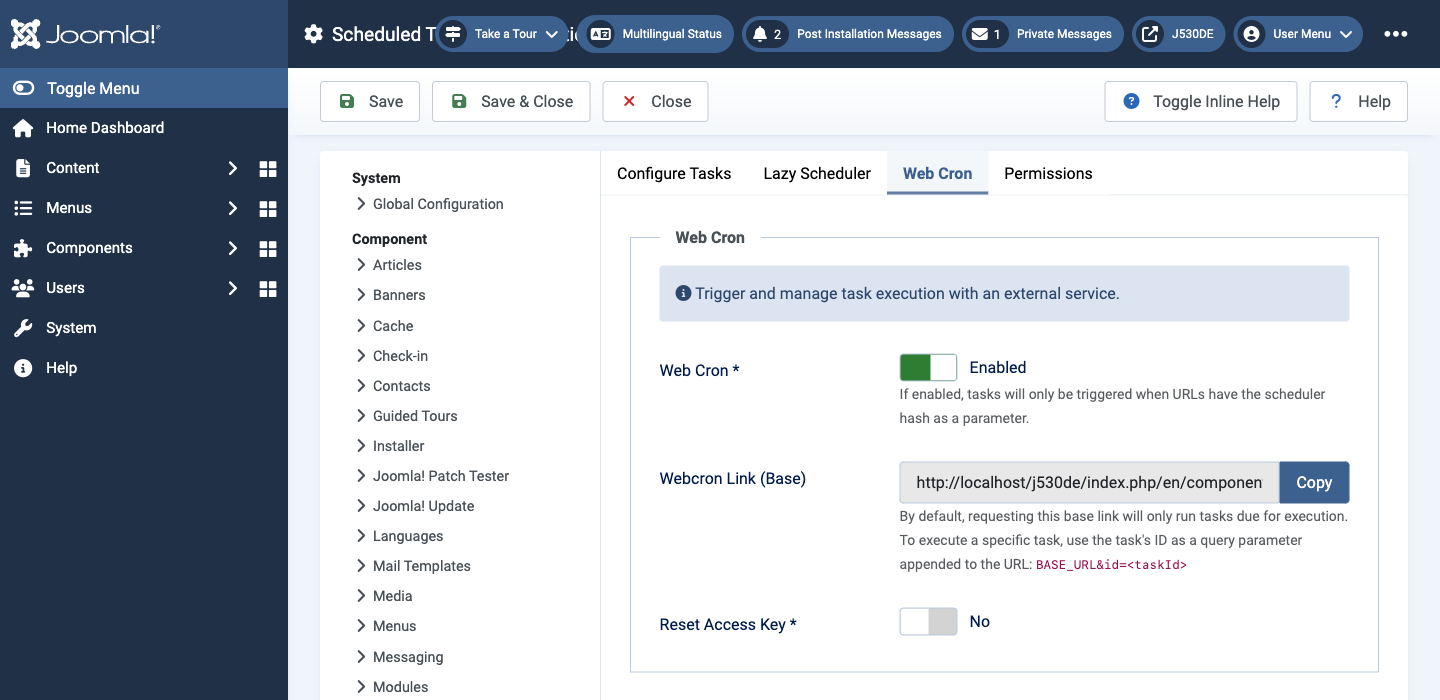 web cron setting