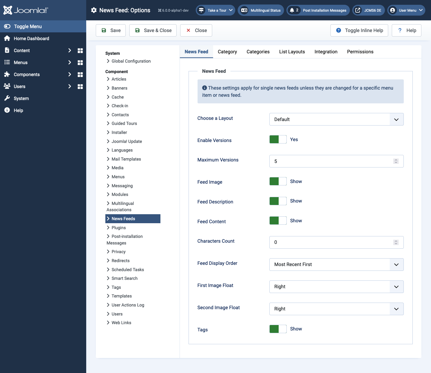 News feeds options news feed tab