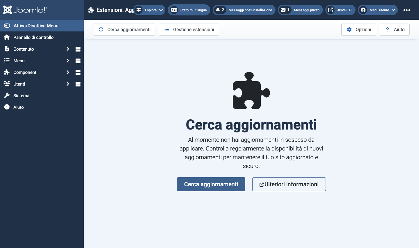 Elenco aggiornamenti estensioni