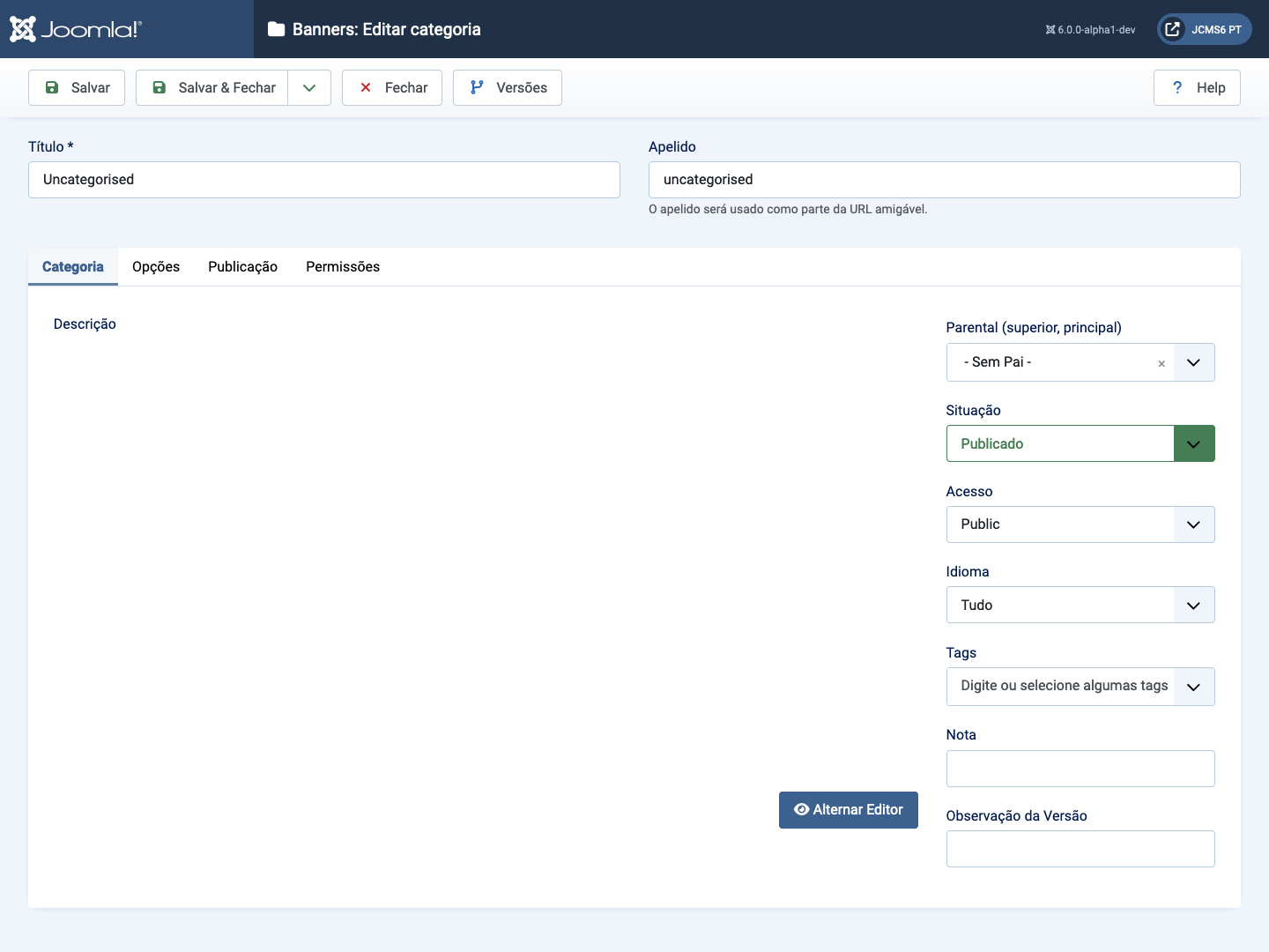Banners editar categoria