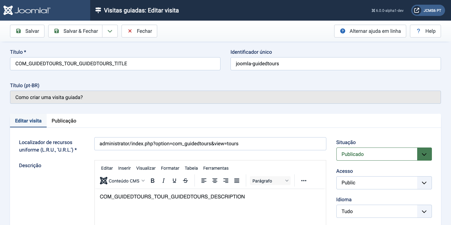 Edição de Tour Guiado