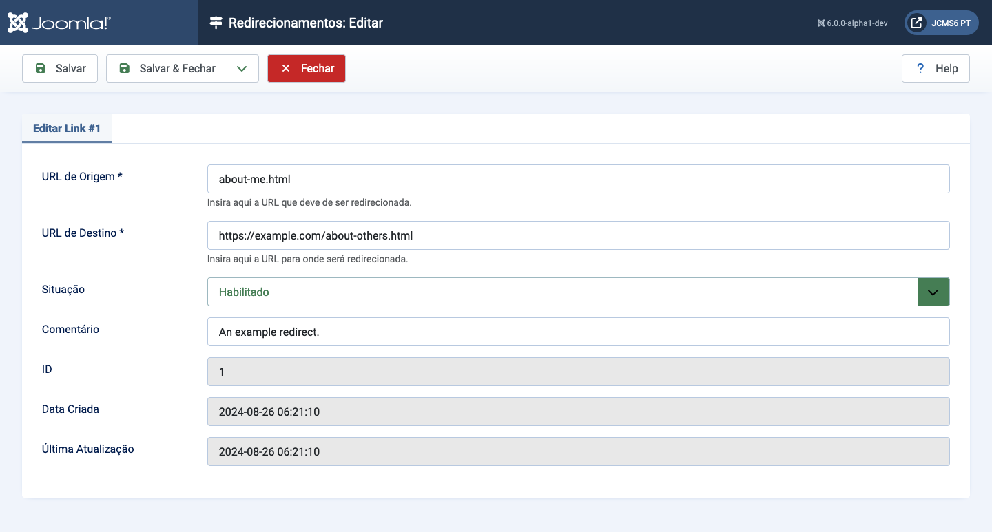 Links de redirecionamento