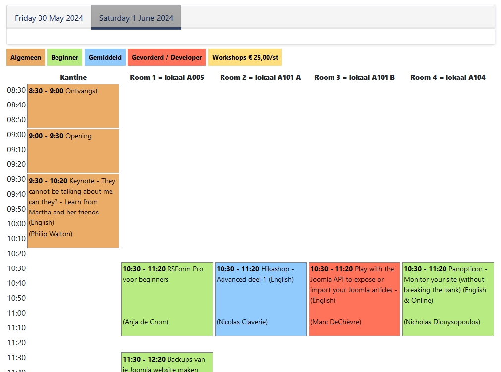 A schedule made with our component so far