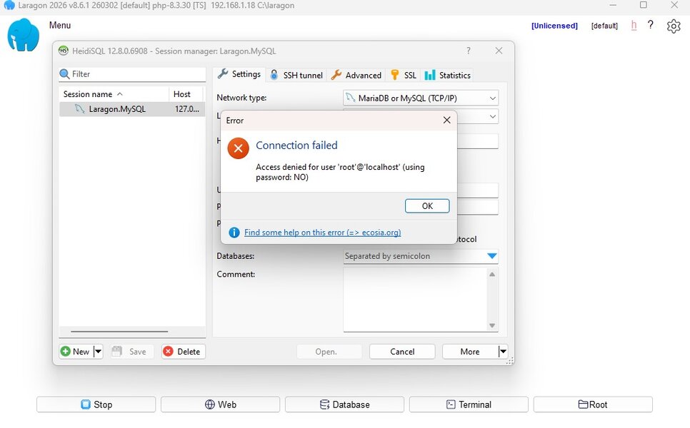 laragon setup troubleshooting access