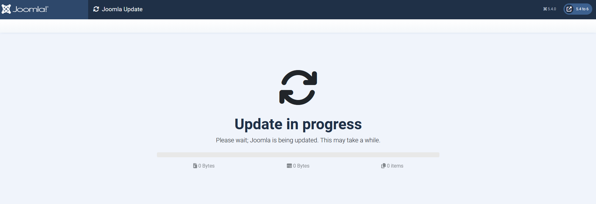 Upgrade progress page