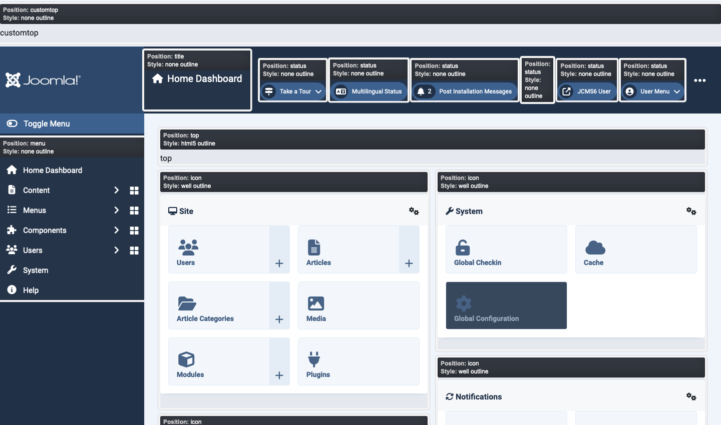 atum home dashboard positions