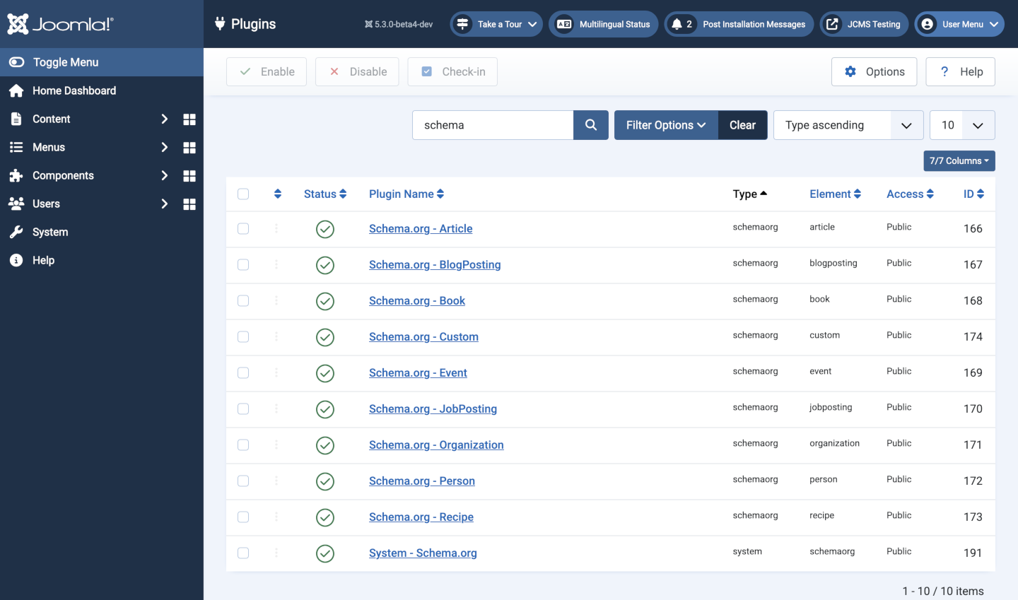 List of schema plugins