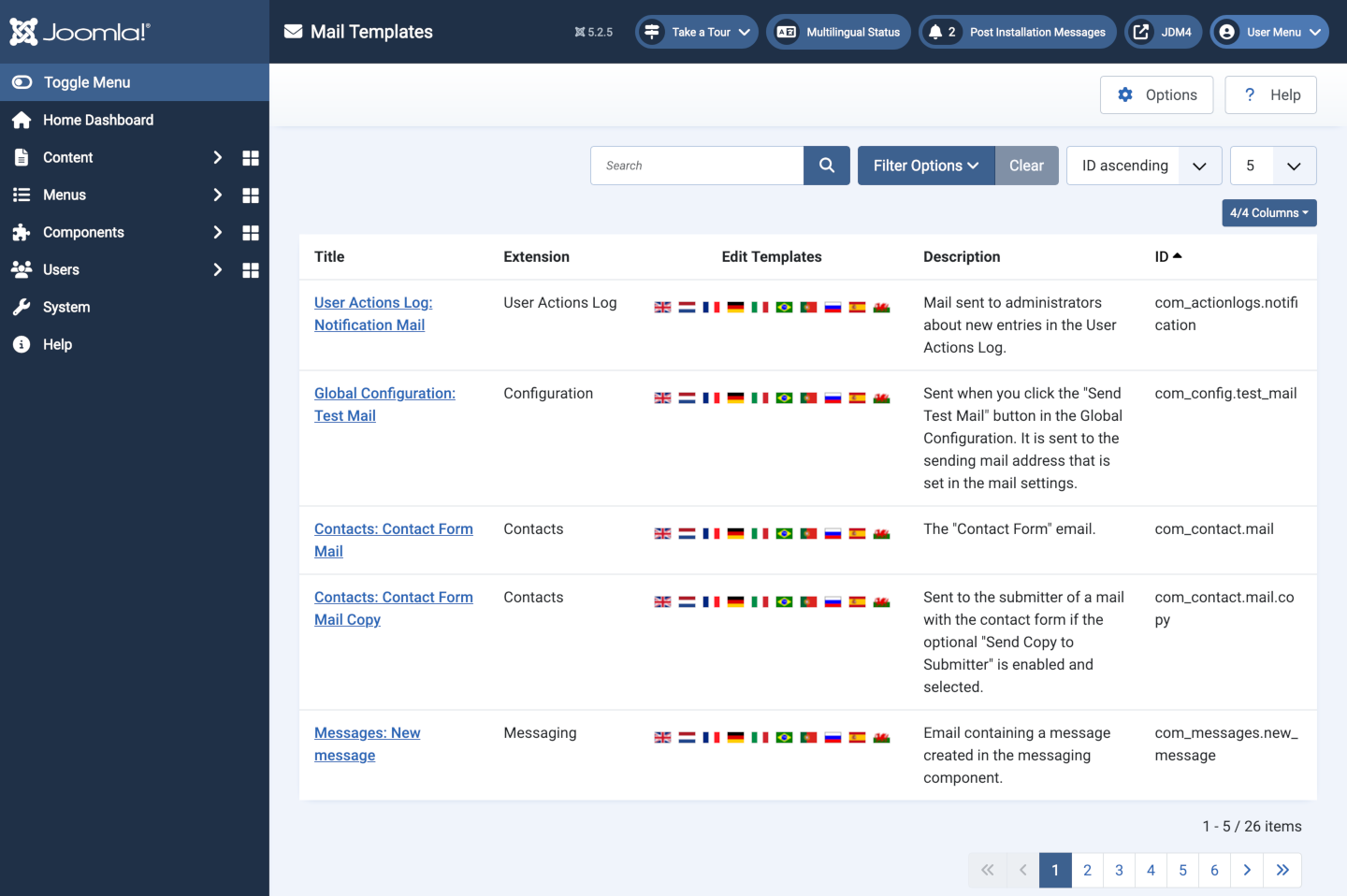 mail templates list