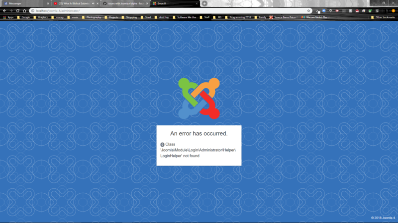 joomla 4 login error screen